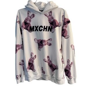 MXCHN  NOVELTY PRINT OVERSIZED BUNNY HOODIE, CUTE, GIRLIE, FEMININE, STREET WEAR